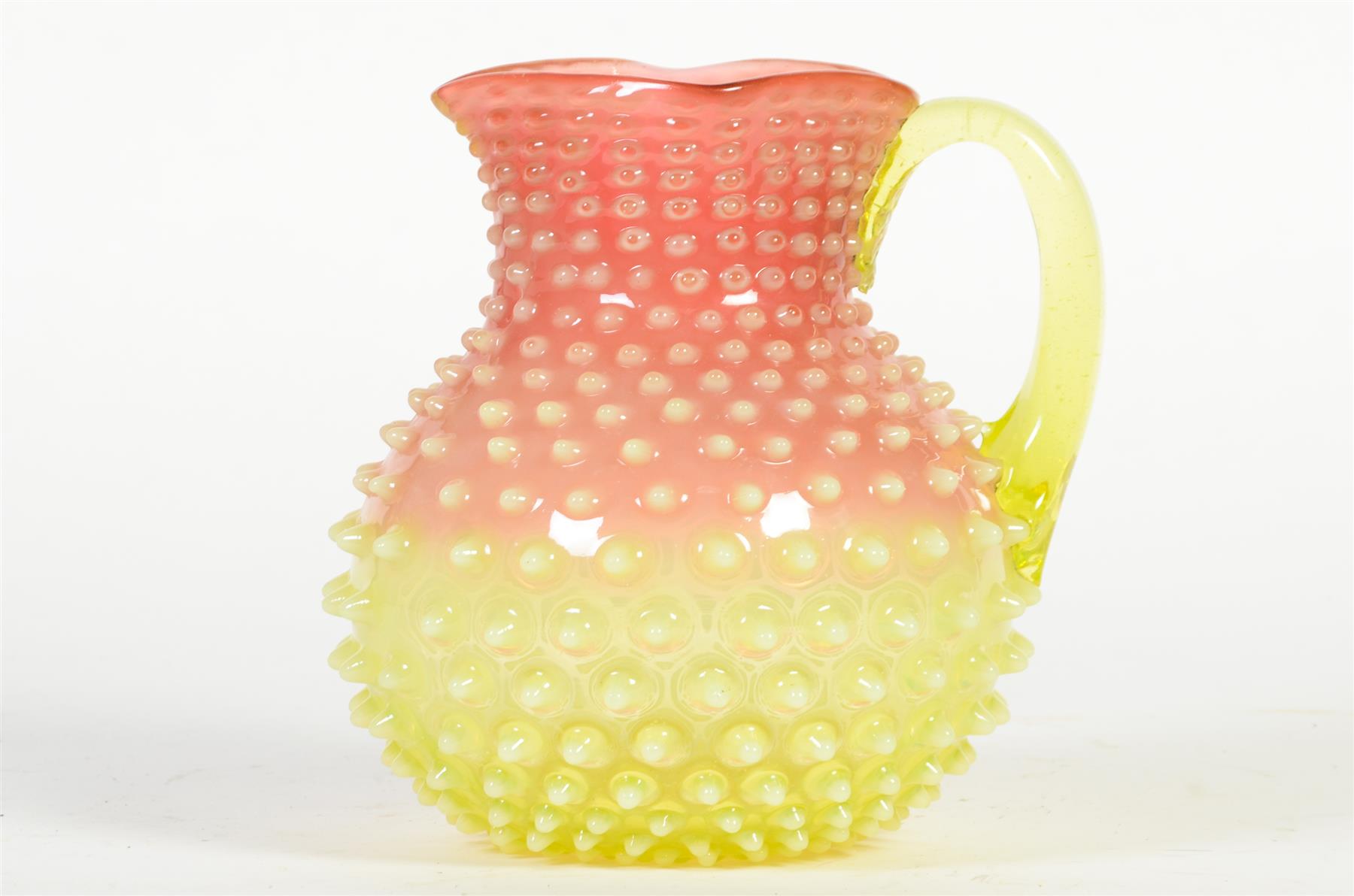 Appraisal: RUBINA VERDE PITCHER BY HOBBS AND BROCKUNIER Wheeling West Virginia