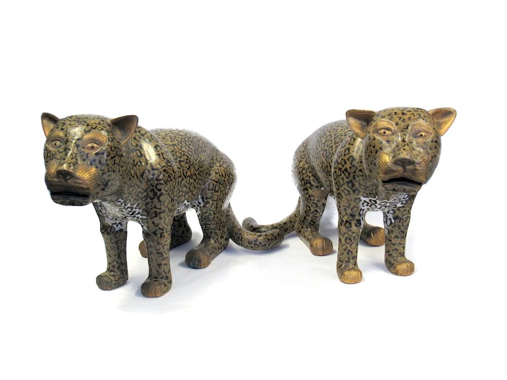 Appraisal: Pair of Chinese Cloisonne Leopards th th Century The animals