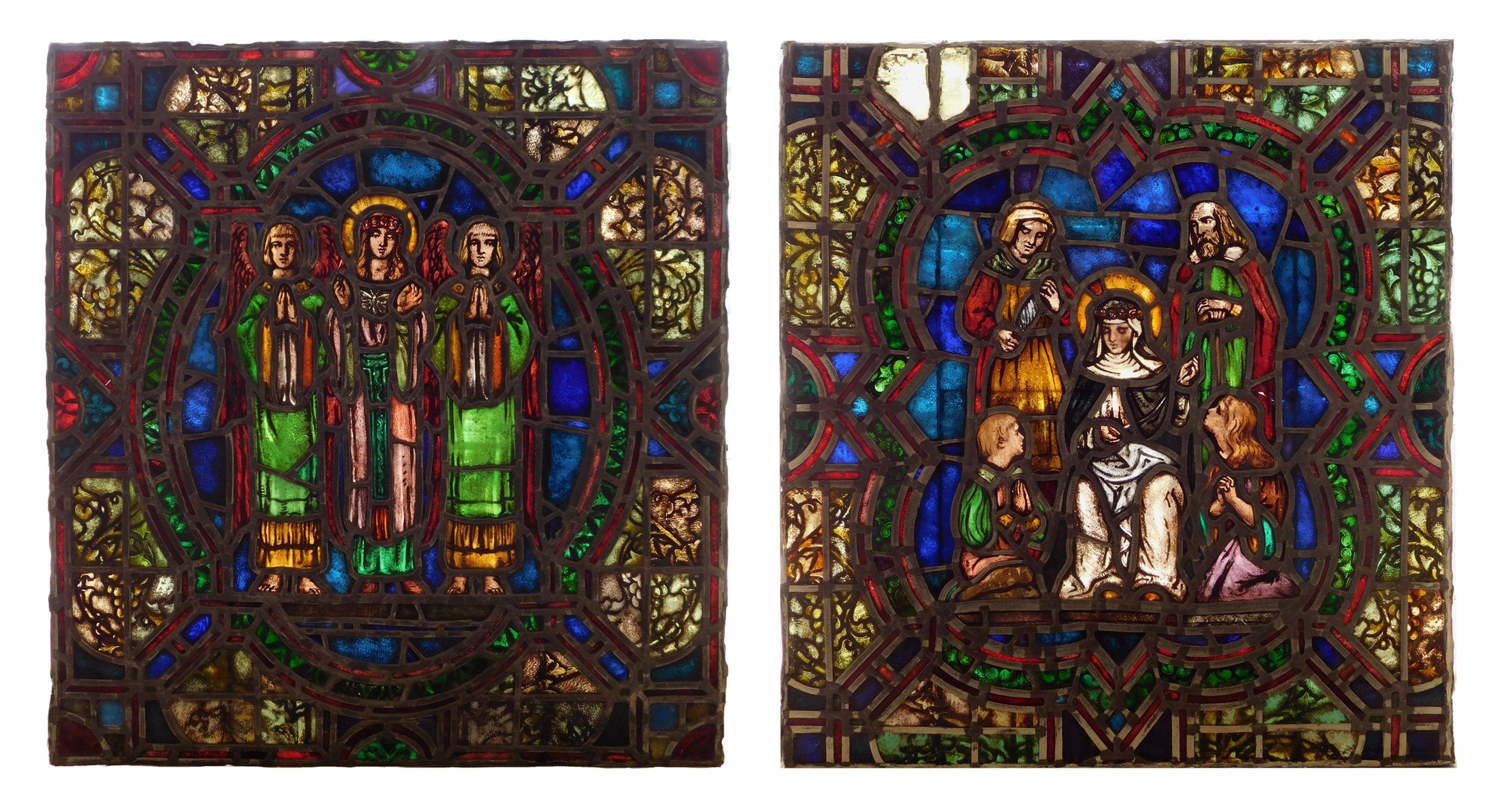 Appraisal: Stained glass window from St Agnes Catholic Church- both depicting