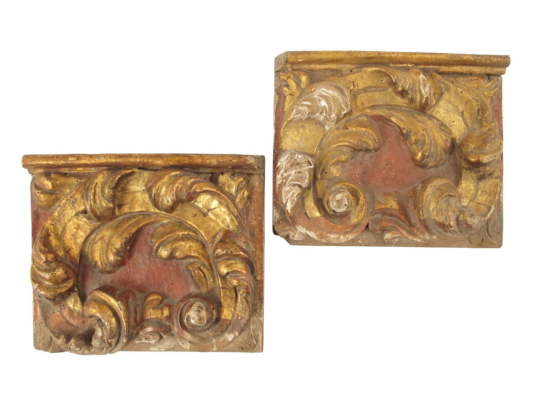 Appraisal: A pair of th century Spanish carved giltwood architectural