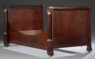 Appraisal: French Empire Style Carved Mahogany Sleigh Bed French Empire Style