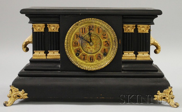 Appraisal: Black Mantel Clock by William L Gilbert with Arabic numeral