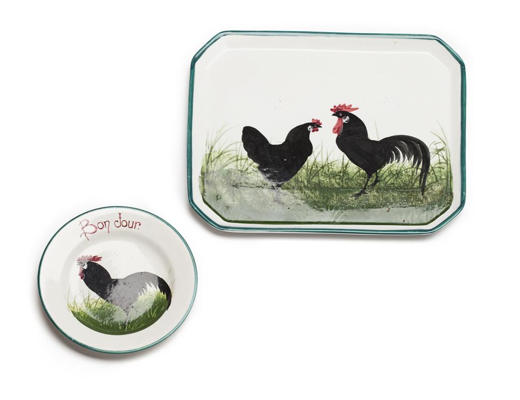 Appraisal: WEYMSS WARE 'BLACK COCKEREL HEN' COMB TRAY CIRCA impressed mark