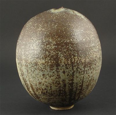 Appraisal: A Derek Davis large stoneware vase running mottled glaze painted