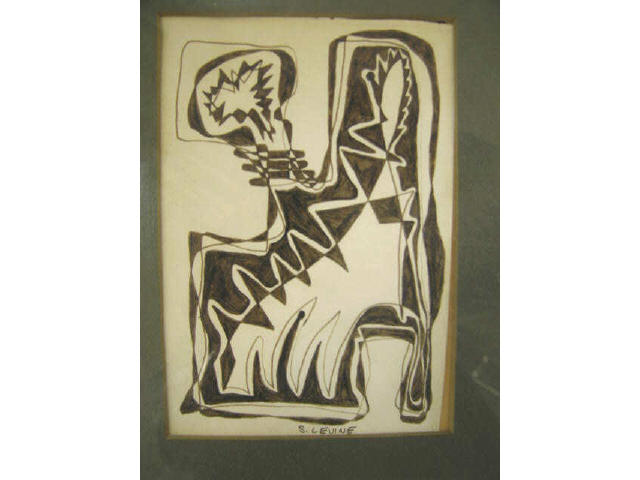 Appraisal: S Levine Sherrie Abstract Figure pen ink signed S Levine