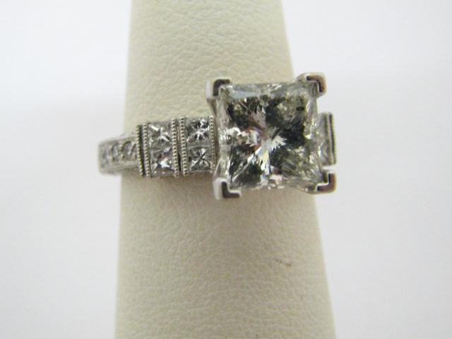 Appraisal: Lady's K White Gold Center Princess Cut Diamond Ring with