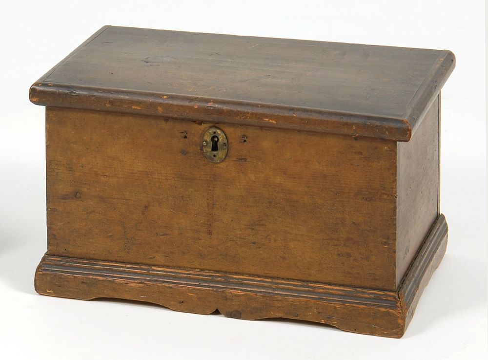 Appraisal: ANTIQUE WOODEN LIFT-TOP DOCUMENT BOX th CenturyIn pine with brown