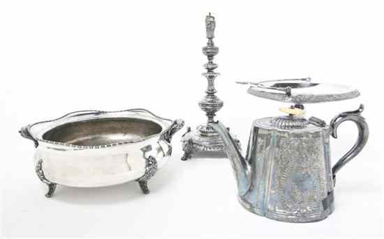 Appraisal: A Collection of Silverplate Articles comprising an aesthetic compote with