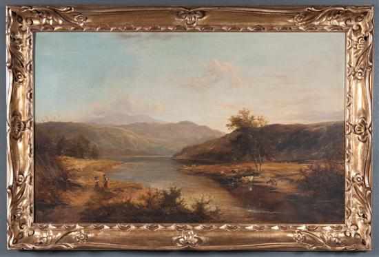 Appraisal: Adam Barland British c -c River Landscape with Figures and