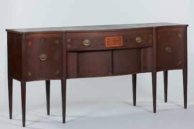 Appraisal: An American Federal Style Sideboard Server Serpentine front sideboard with