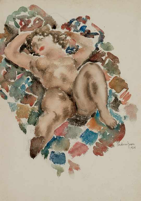 Appraisal: CHAIM GROSS American - Reclining Nude watercolor signed lower right