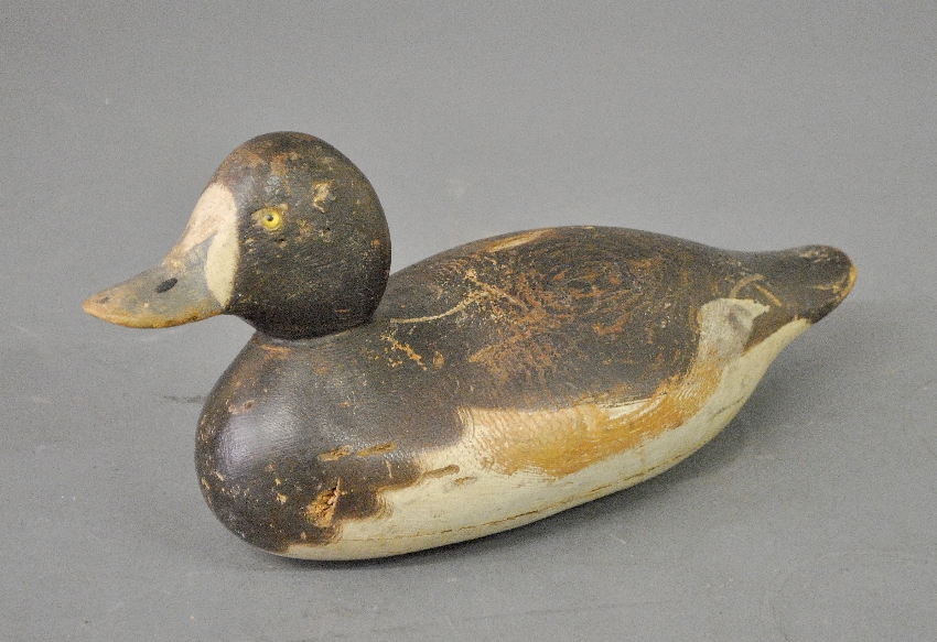 Appraisal: - Mason glass-eye Bluebill hen decoy c h x l