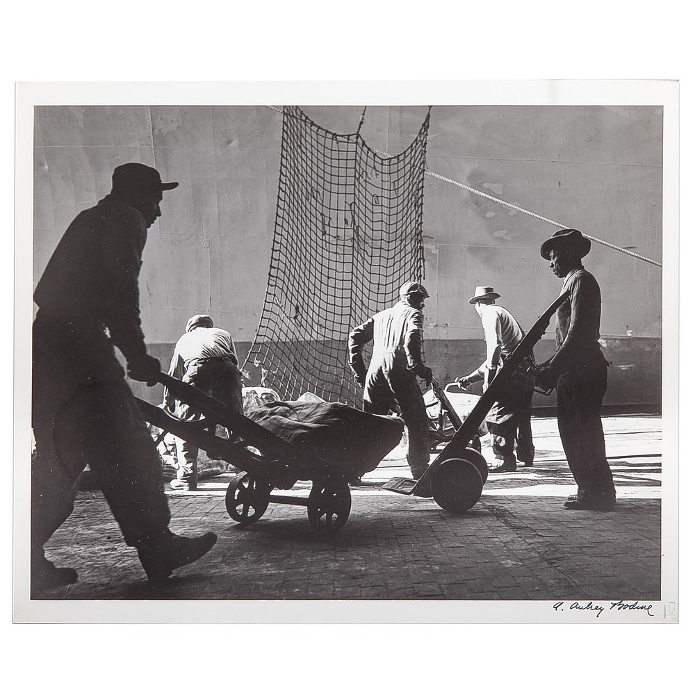 Appraisal: A Aubrey Bodine Dock Workers photograph American - Gelatin silver