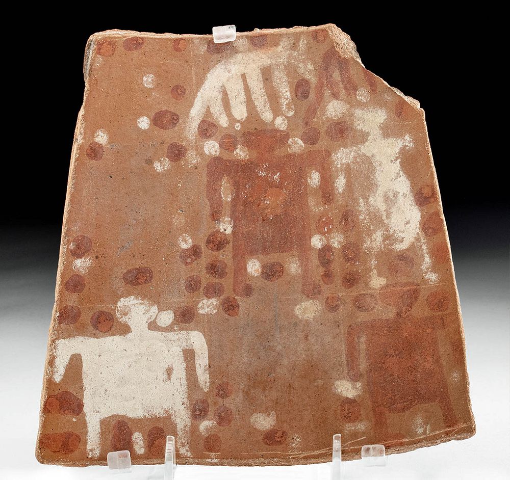 Appraisal: Inca Chucu Polychrome Plaque w Human Alpaca Pattern Pre-Columbian southern