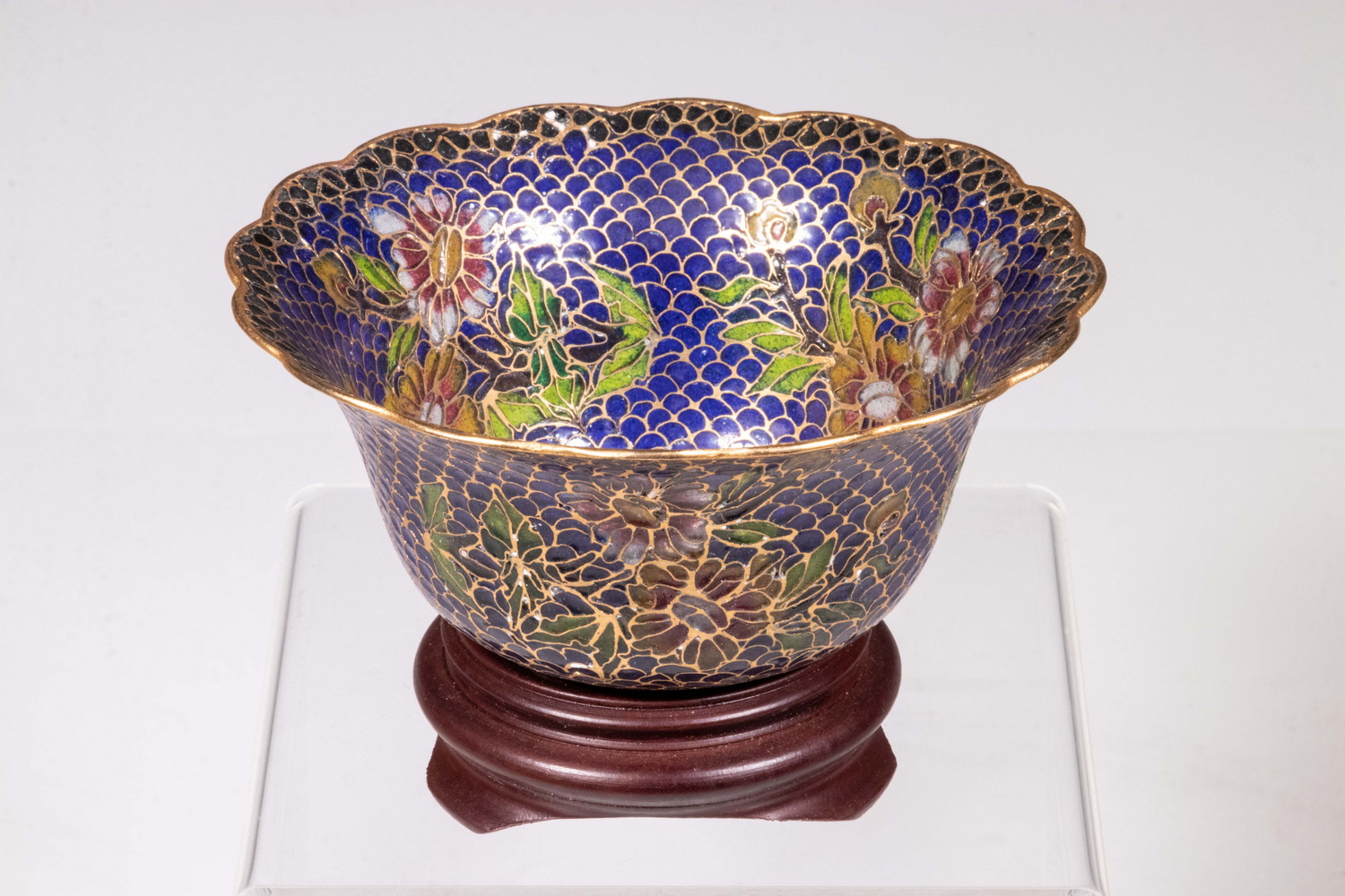 Appraisal: CHINESE PLIQUE-A-JOUR BOWL Early th c Floral Decorated Cloisonne Enamel