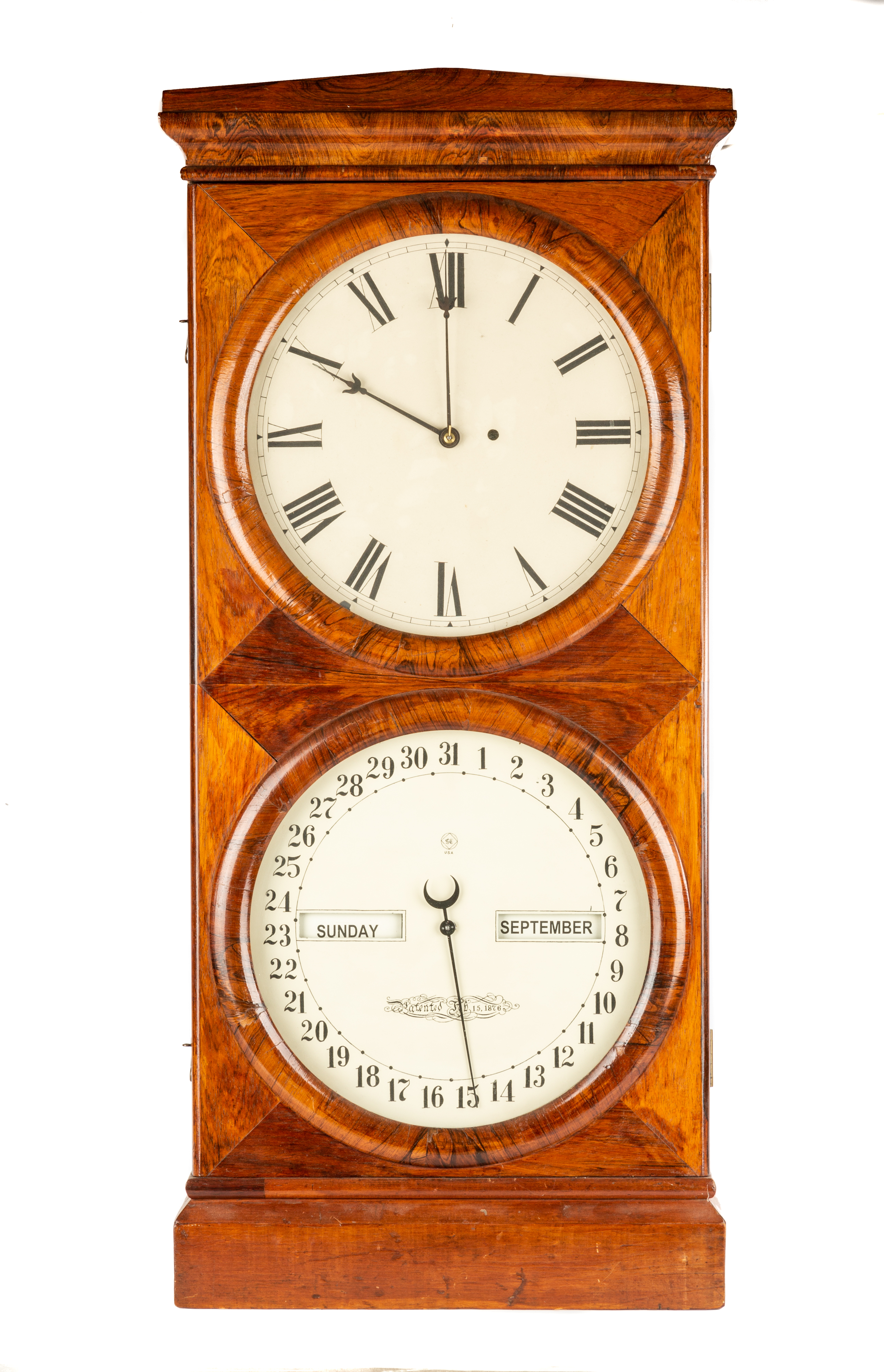 Appraisal: SETH THOMAS CALENDAR SHELF CLOCK th century Rosewood case with