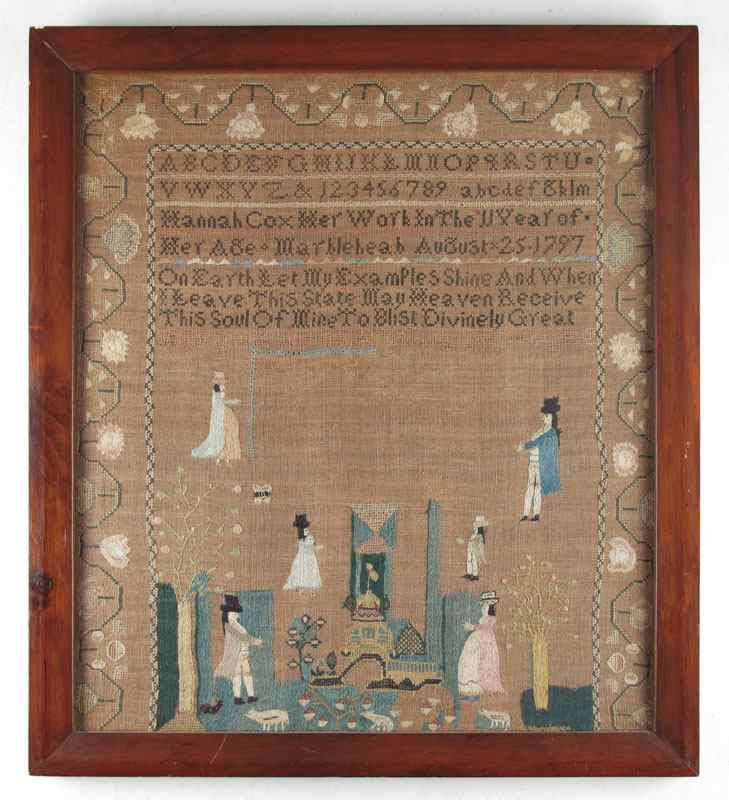 Appraisal: AMERICAN th C SCHOOL GIRL WORK SAMPLER Hannah Cox -