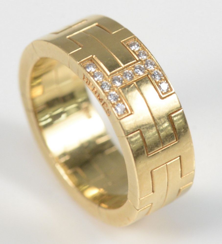 Appraisal: Hermes Karat Gold Kilim Ring set with thirteen brilliant cut