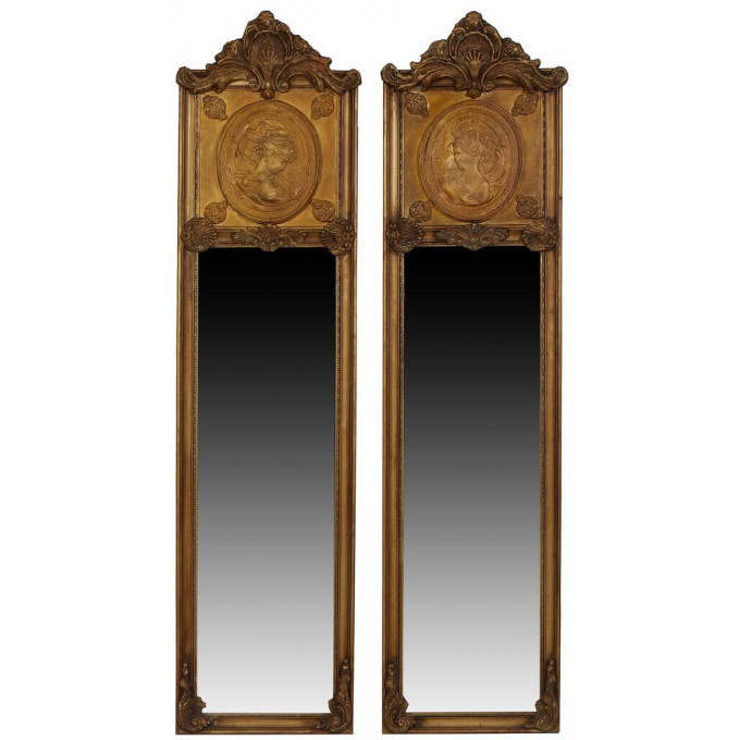 Appraisal: Pair of French Style Gilt Composition Pier Mirrors st c