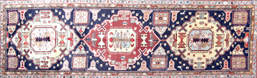 Appraisal: NORTHWEST PERSIAN Runner with three diamond-shaped medallions in buff and