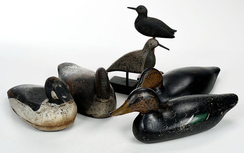 Appraisal: Group of Six Duck and Shorebird Decoys American th century