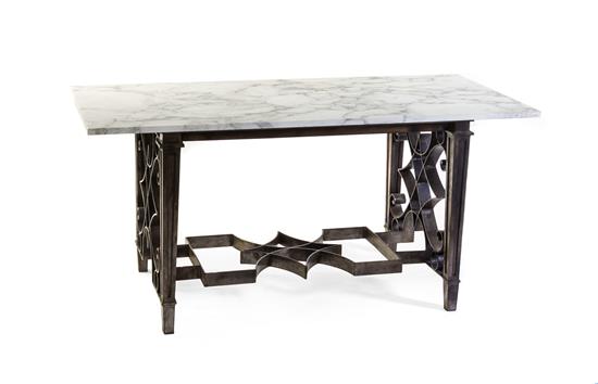 Appraisal: Sale Lot An Iron and Marble Library Table in the