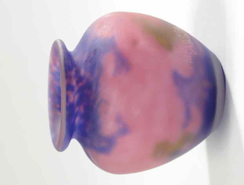 Appraisal: MULLER FRERES ART GLASS VASE matte mottled rose with blue