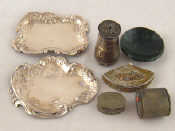 Appraisal: Two ornate silver pin trays both with English hallmarks too