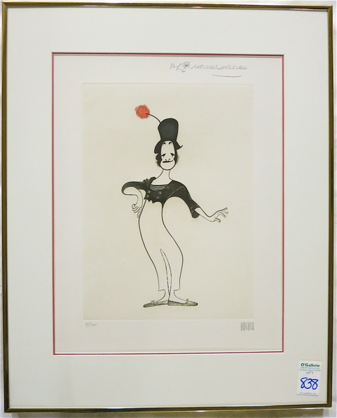 Appraisal: AL HIRSCHFELD ETCHING New York Missouri - Marcel Marceau Image