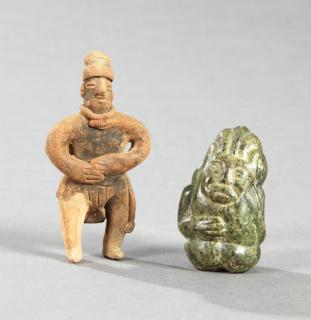 Appraisal: Two Pre-Columbian Figures one terracotta of a standing man with