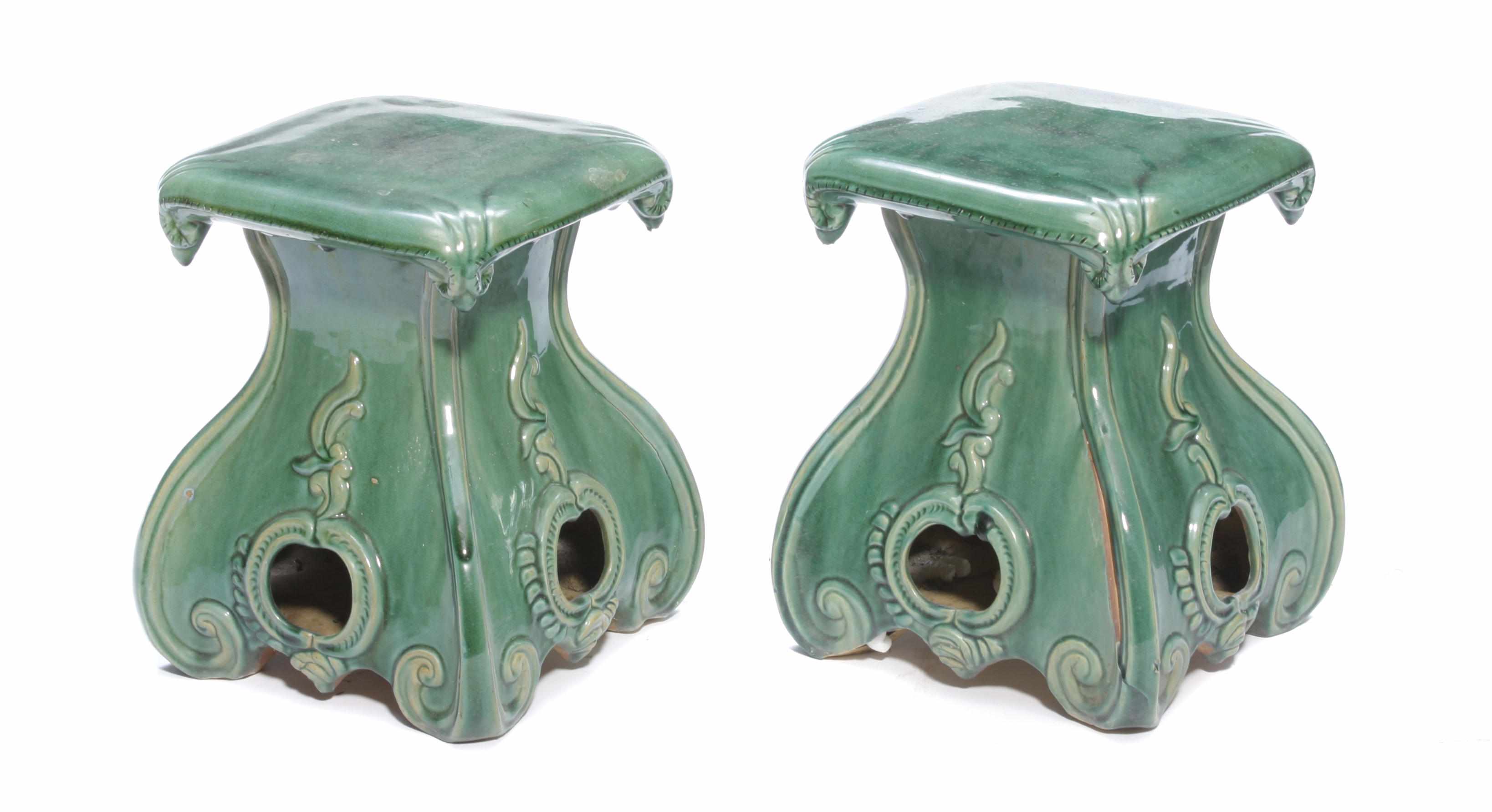 Appraisal: Property of various owners A pair of glazed earthenware garden