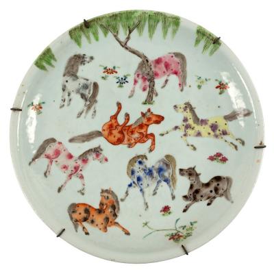 Appraisal: A Chinese famille rose 'Eight Horses of Mu Wang' dish