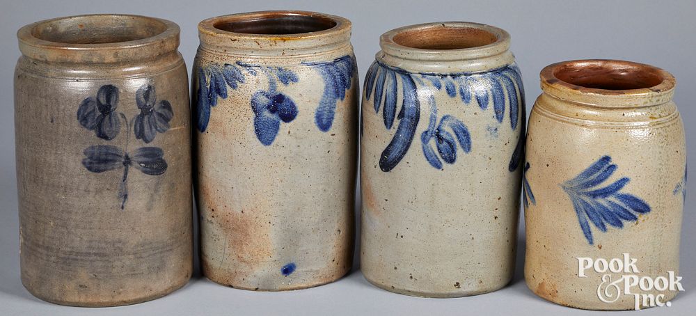 Appraisal: Four Pennsylvania and Maryland stoneware crocks Four Pennsylvania and Maryland