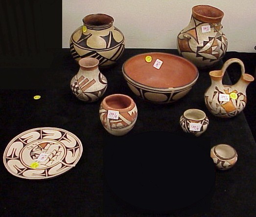 Appraisal: Nine pieces of assorted th C Acoma and Santo Domingo