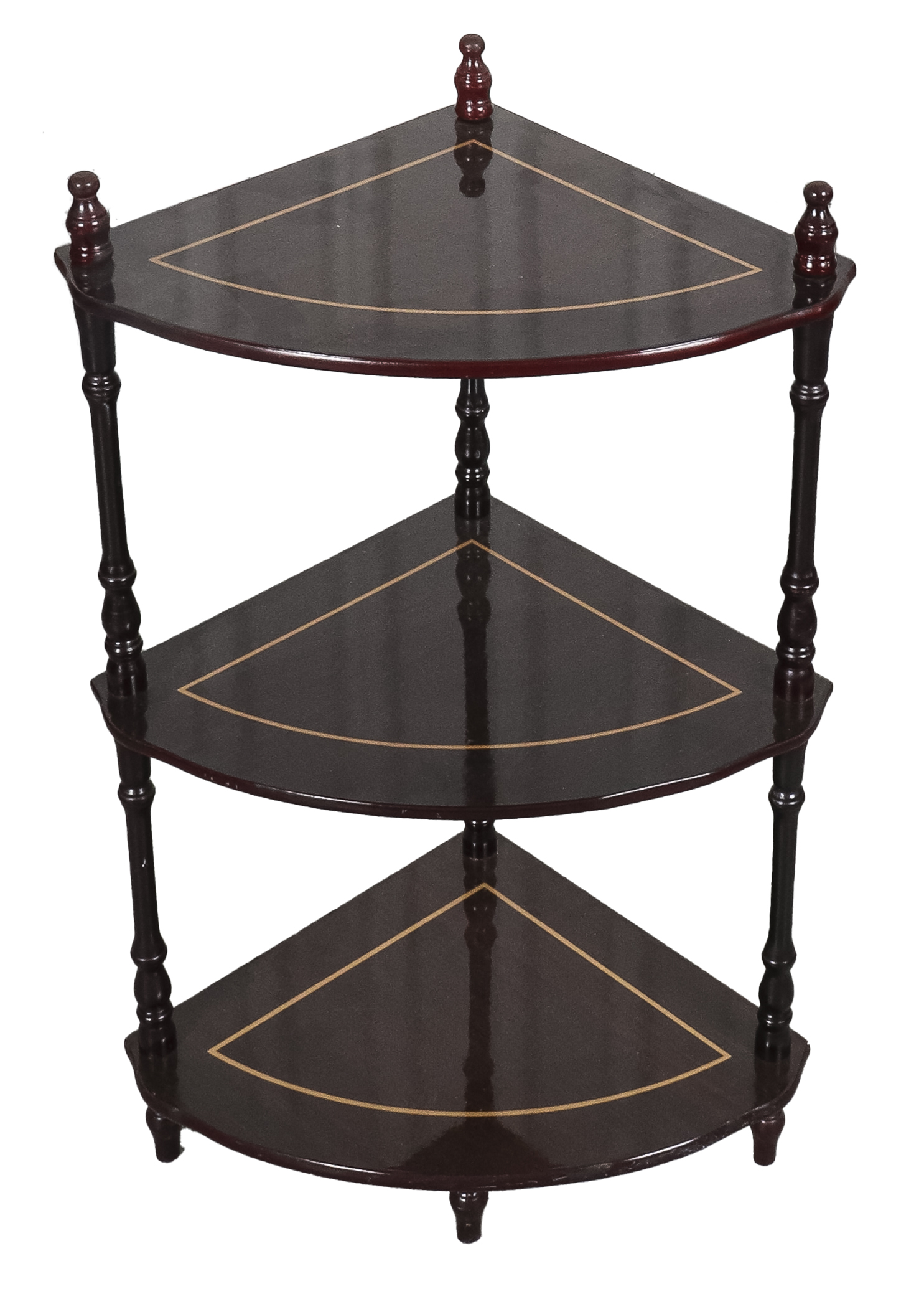 Appraisal: EDWARDIAN STYLE EBONIZED CORNER ETAGERE Edwardian style ebonized and parcel