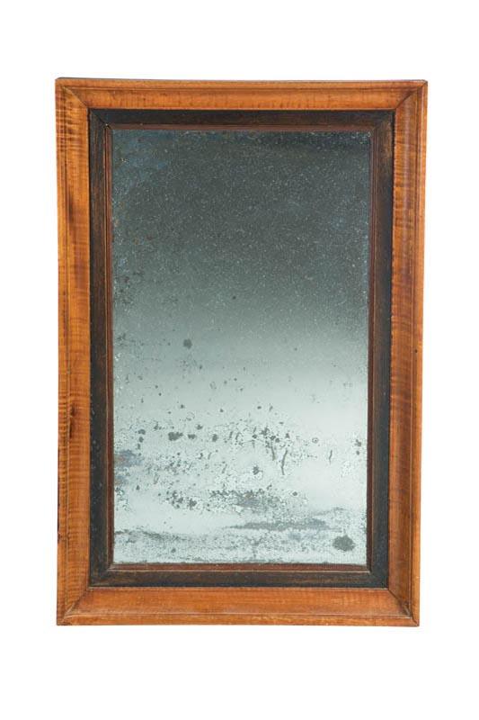 Appraisal: MIRROR American late th-early th century curly maple frame x