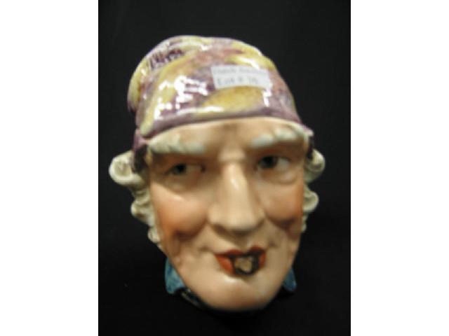 Appraisal: Victorian Figural Majolica Pottery Tobacco Jar man with cigar nightcap