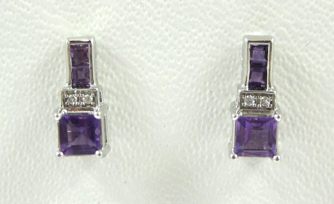 Appraisal: PAIR OF AMETHYST AND DIAMOND EARRINGS each k white gold