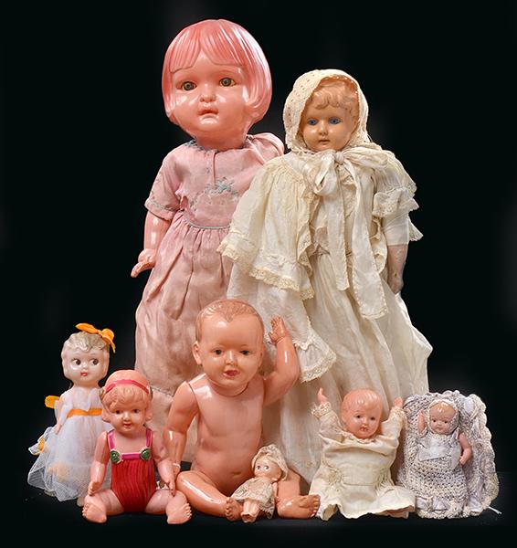 Appraisal: A COLLECTION OF NINE CELLULOID DOLLS including japanese mechanical walking