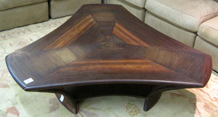 Appraisal: CUSTOM CRAFTED ARTISAN COFFEE TABLE a trefoil shaped table with