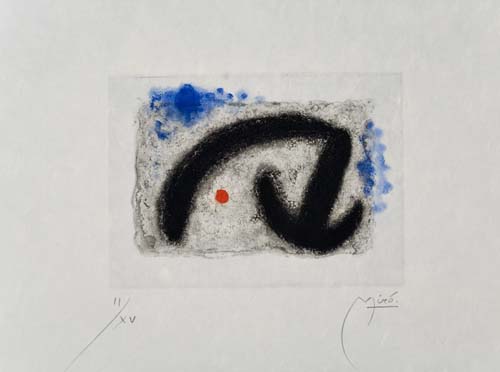 Appraisal: JOAN MIR Fus es Color aquatint with stencil coloring on