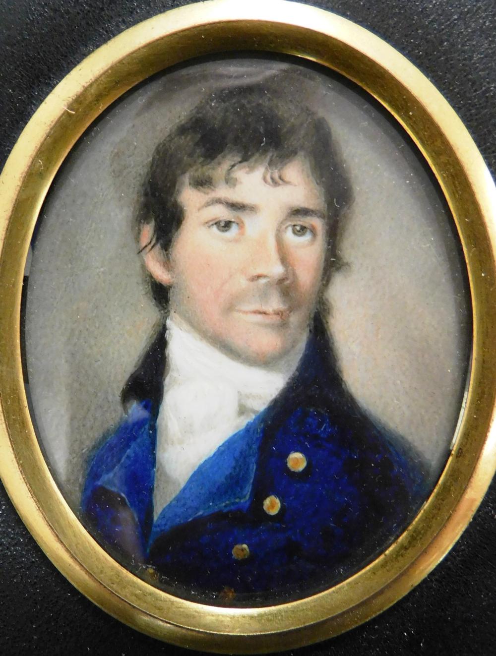 Appraisal: MINIATURE Portrait of a handsome gentleman in Federal period dress