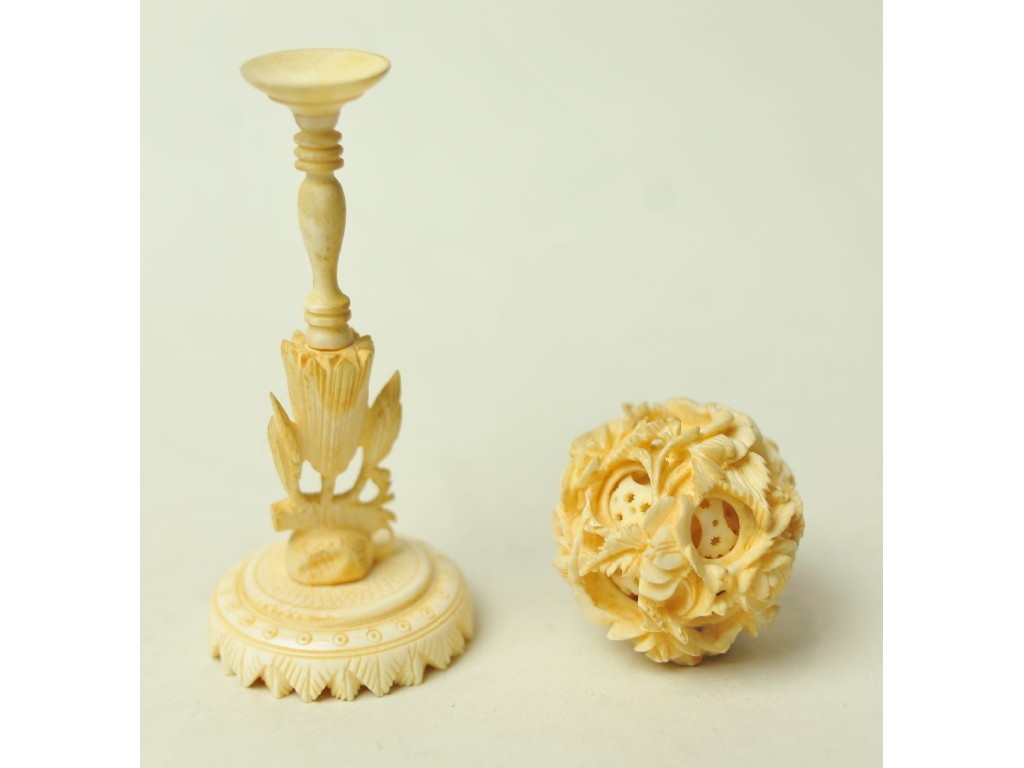 Appraisal: Ivory puzzle ball on stand