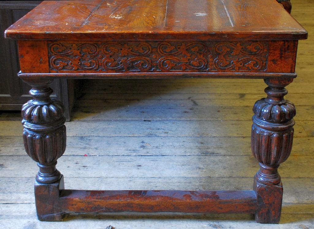 Appraisal: SEVENTEENTH CENTURY STYLE OAK REFECTORY DINING TABLE with heavy four