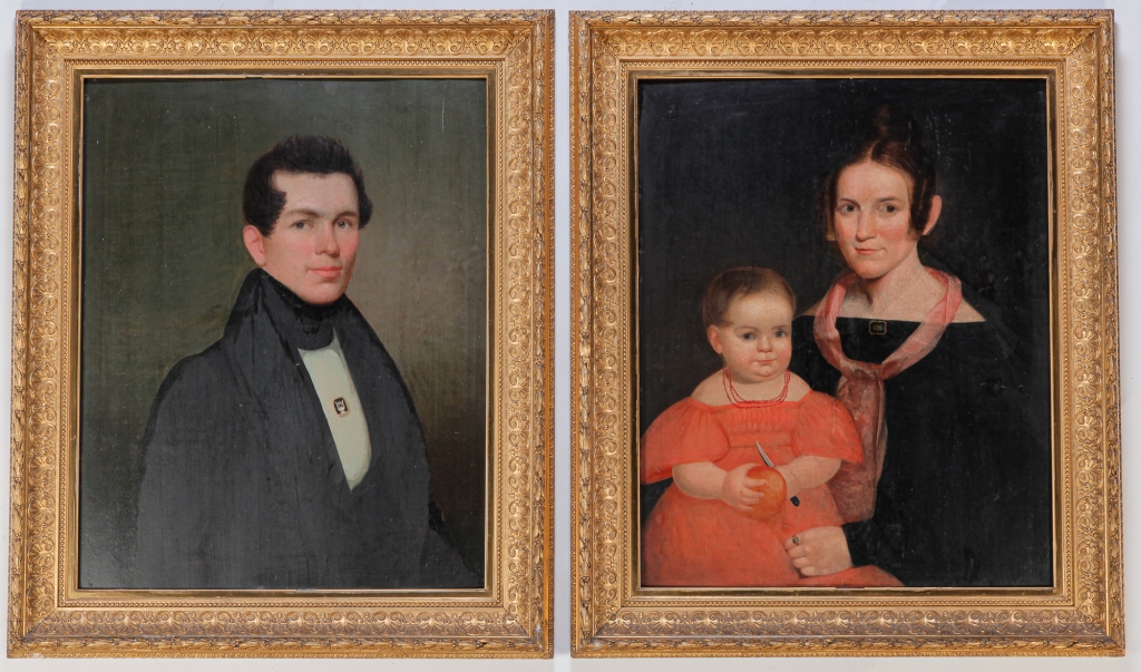 Appraisal: TWO FAMILY PORTRAITS American school nd quarter th century Oil