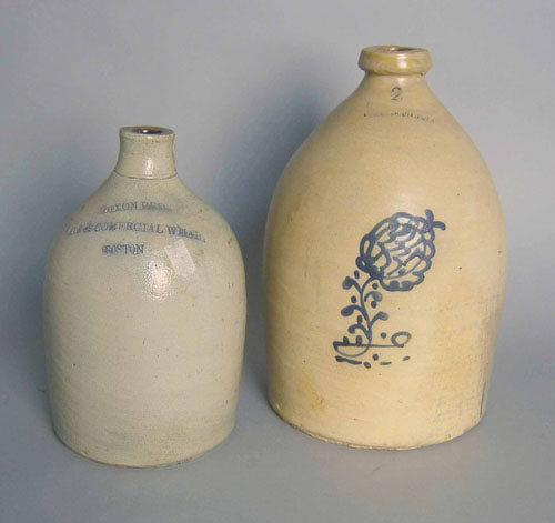 Appraisal: Two stoneware jugs th c one with cobalt decoration h