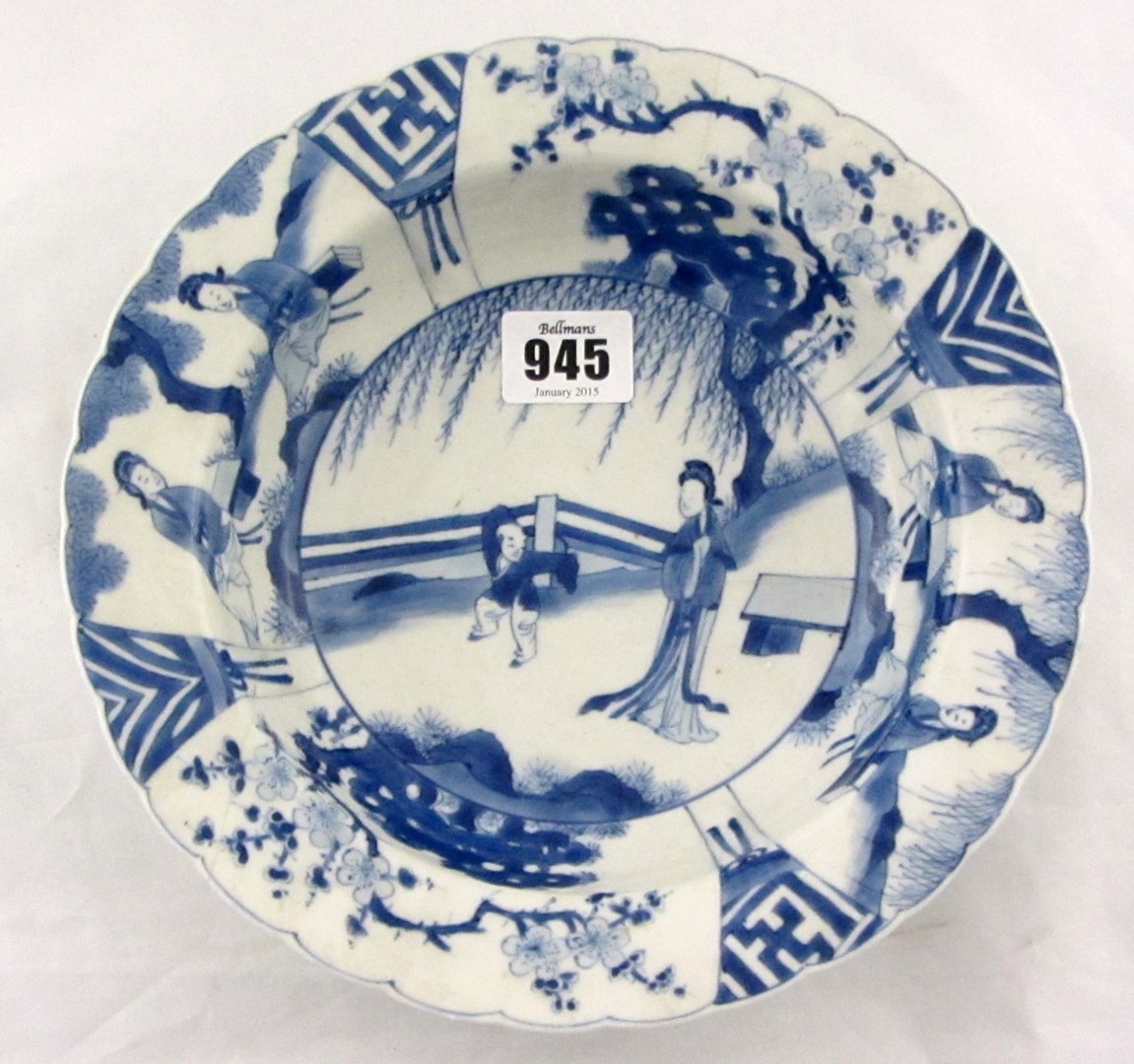 Appraisal: A Chinese blue and white soup plate Kangxi painted in