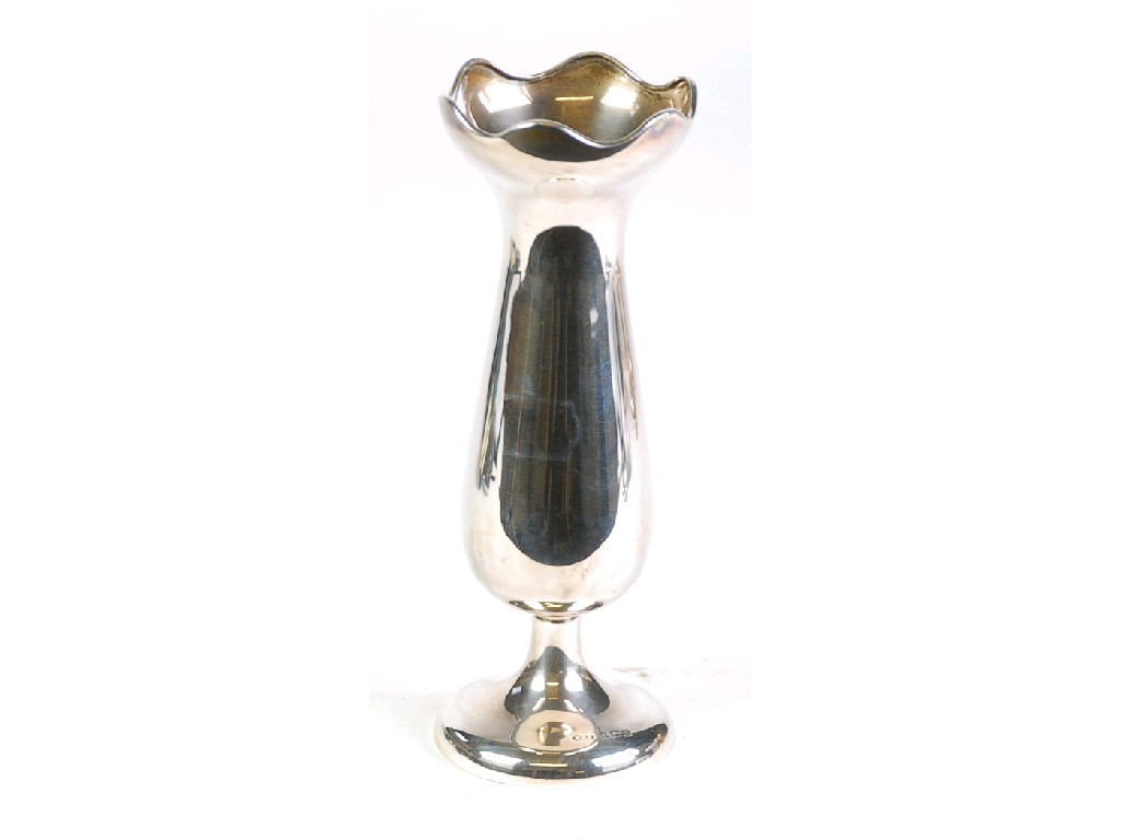 Appraisal: GEORGE V PLAIN SILVER PEDESTAL VASES retailed by Searle and