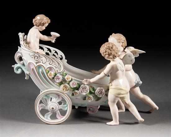 Appraisal: German porcelain figural centerpiece early th century modeled as two