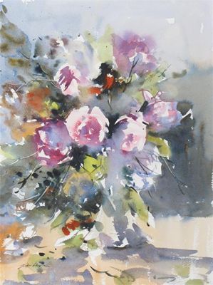 Appraisal: John Hoar b Summer Roses Signed Watercolour x cm x